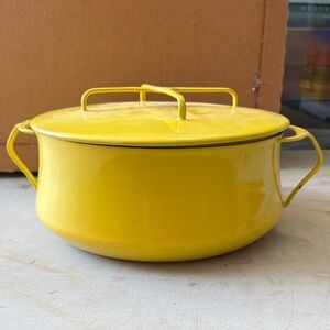Vintage Dansk Designs Denmark Yellow Enameled Pot With Lid Kobenstyle 10”